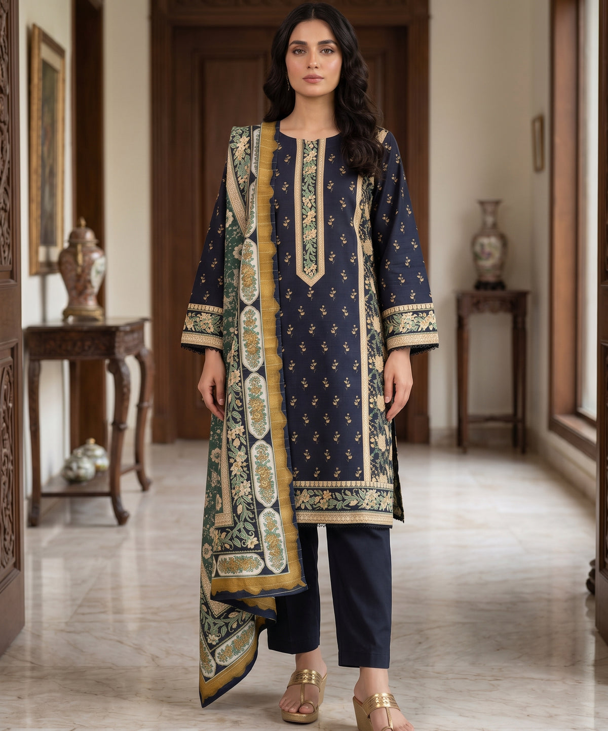 Bin Saeed Digital Printed Khaddar Stitched 3PC