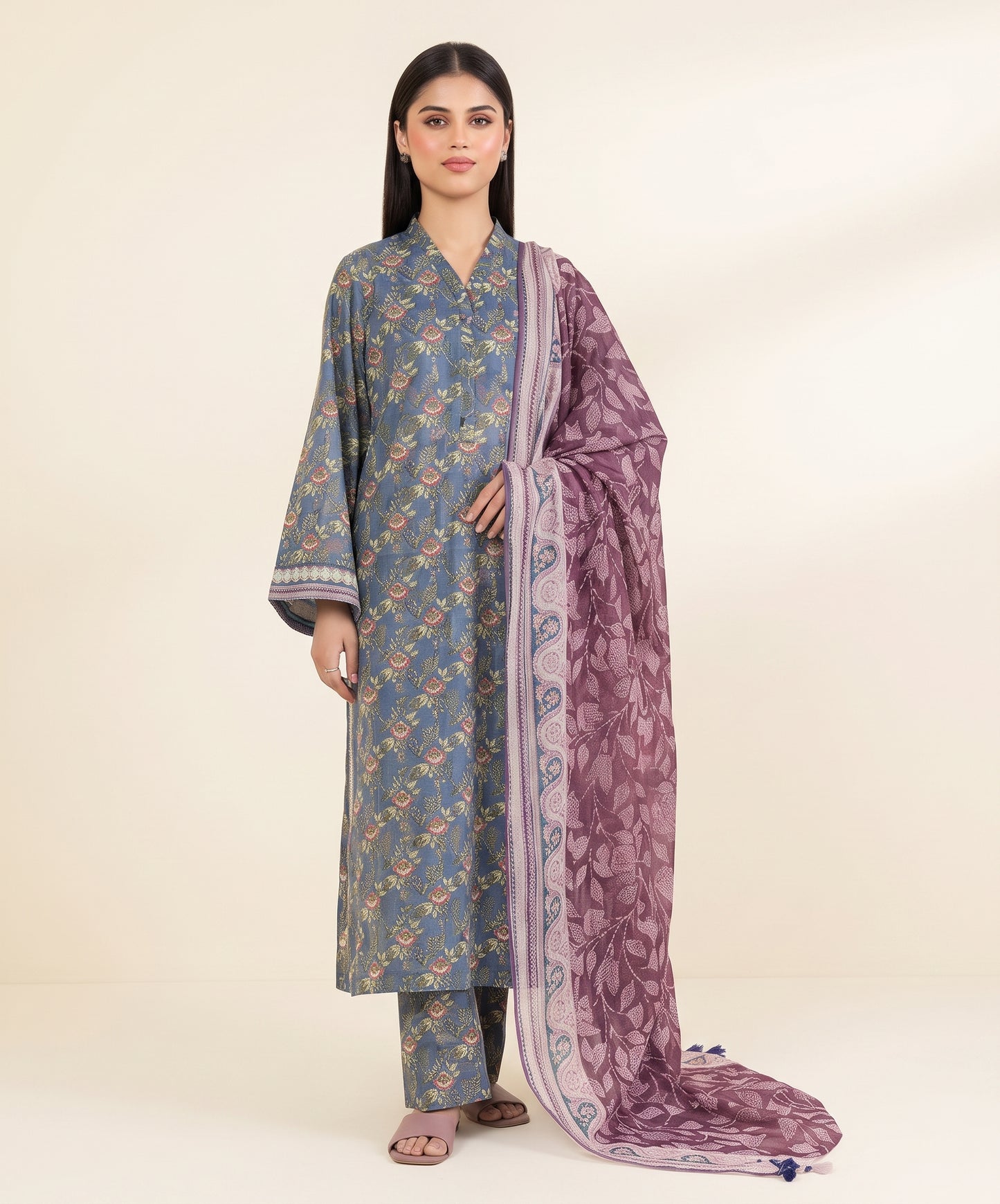 Sapphire Digital Printed Fancy Lawn 3PC