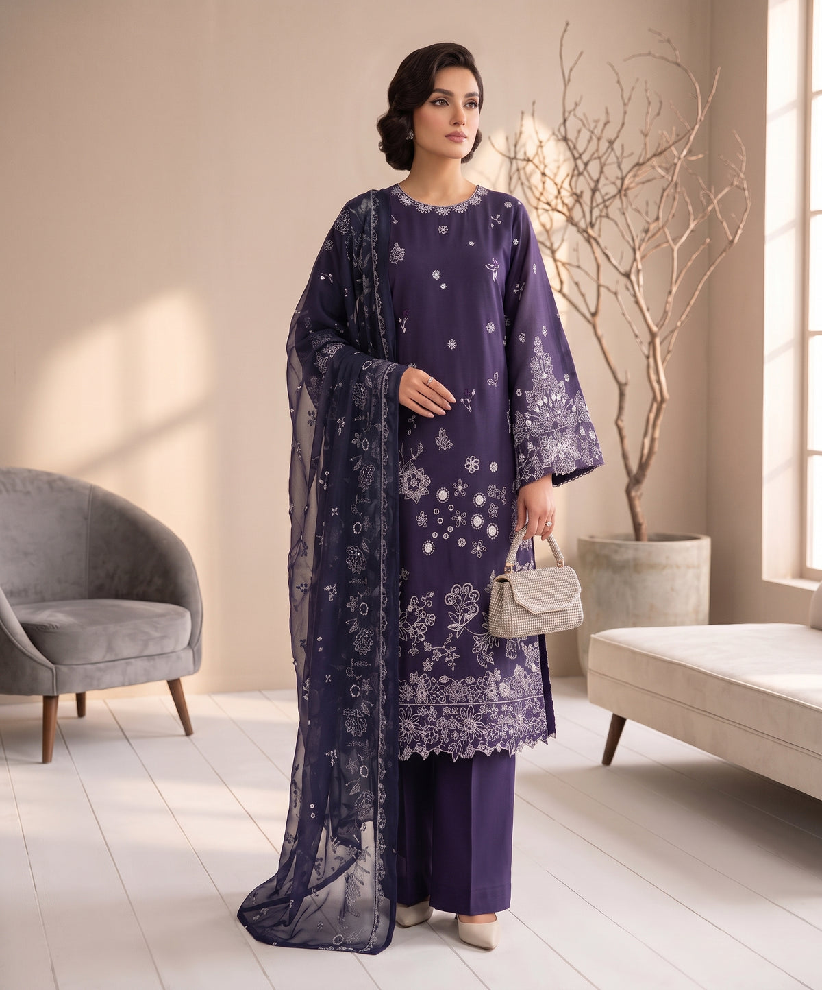 Lazer Kari By Anaya Noor Emb Viscose 3PC