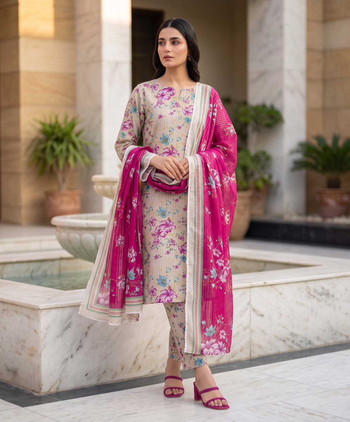 Coco Prints Summer Digital Fancy Printed Lawn 3PC