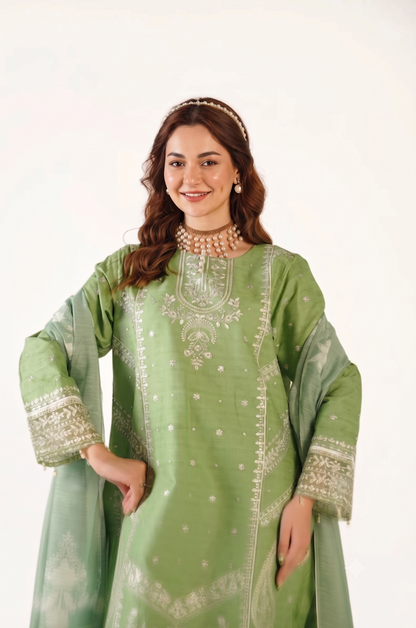 Maria B Fancy Jacquard Cotton Emb 3PC