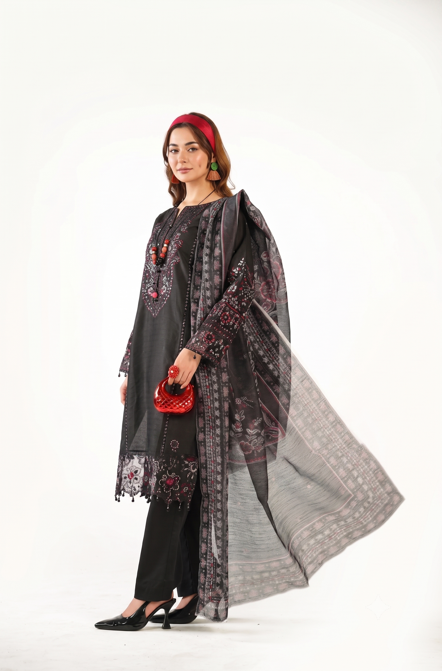 Maria B Fancy Jacquard Cotton Emb 3PC