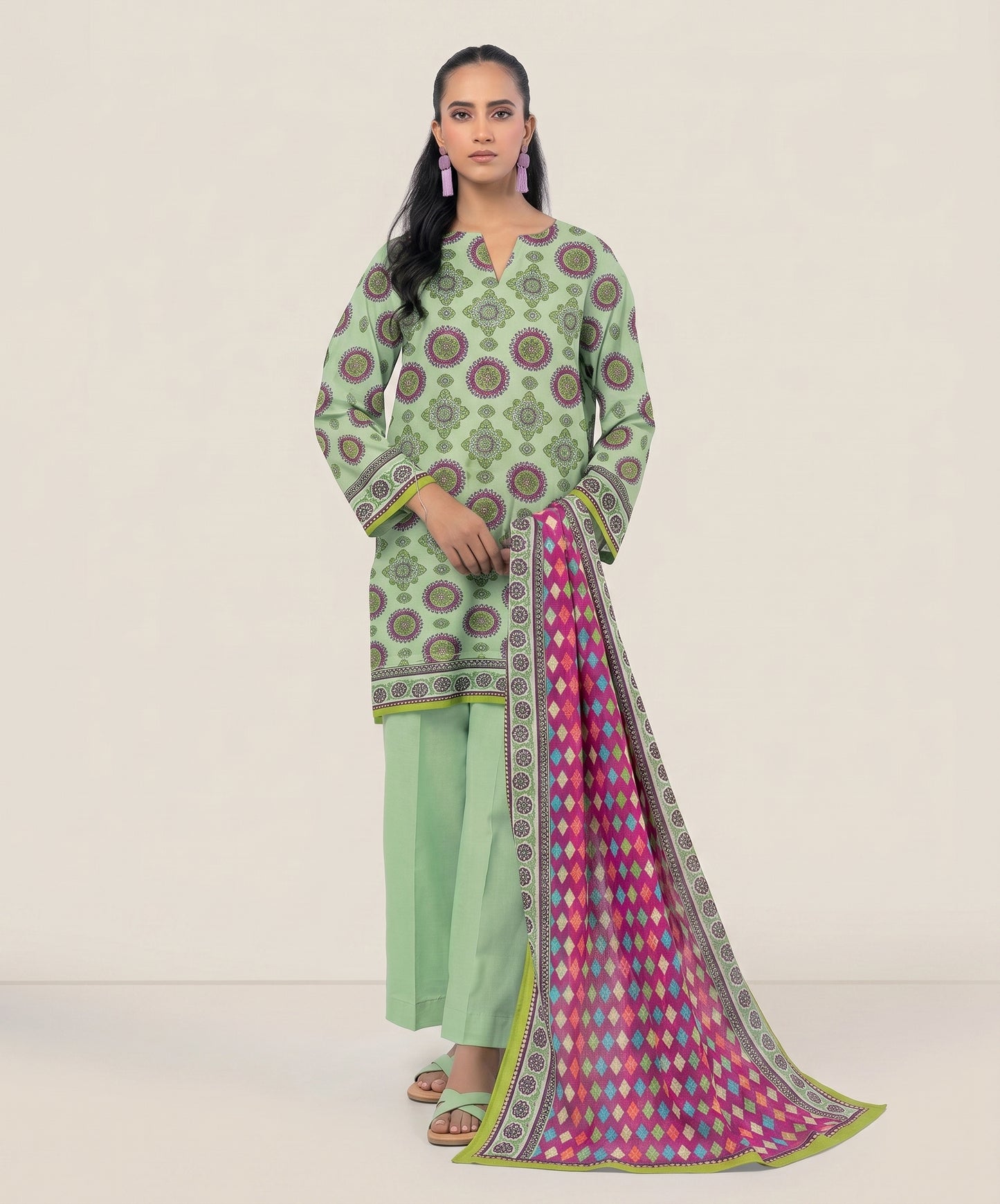 Coral By Cross Stitch Digital Printed Lawn 3PC
