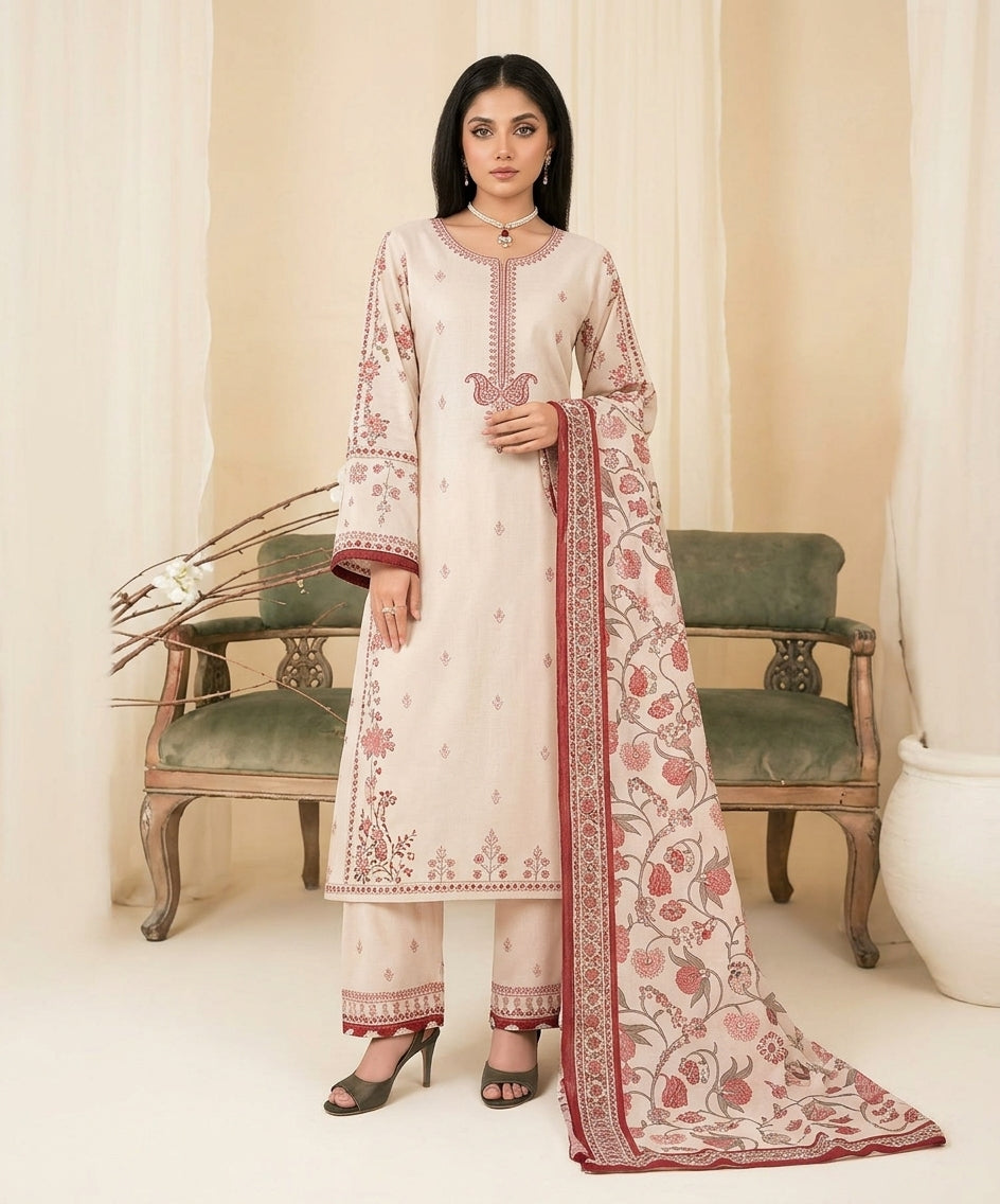 Nisha By Shanaya Digital Printed Stone Linen 3PC