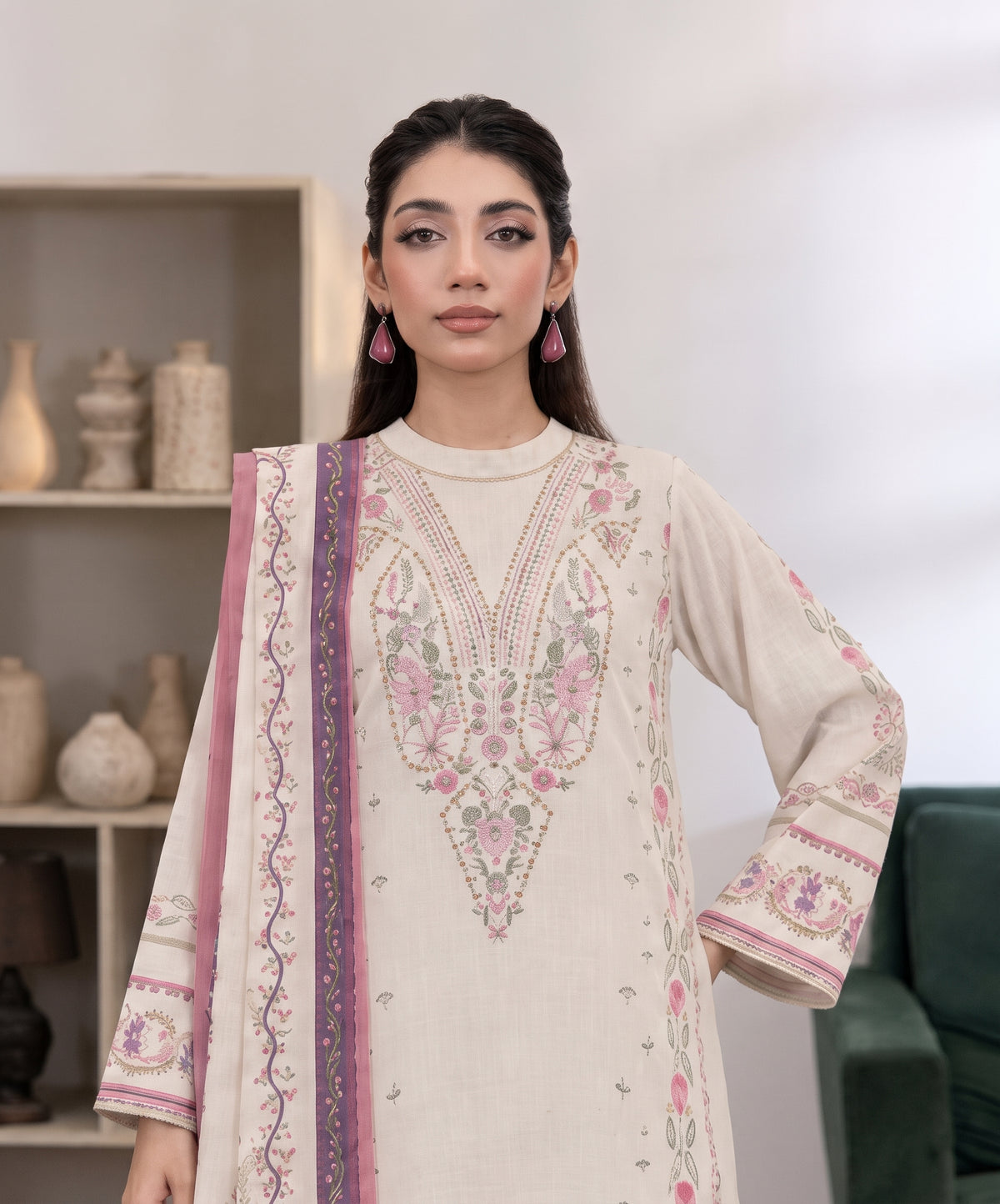 Aenna By Shanaya Digital Printed Corduroy Khaddar 3PC