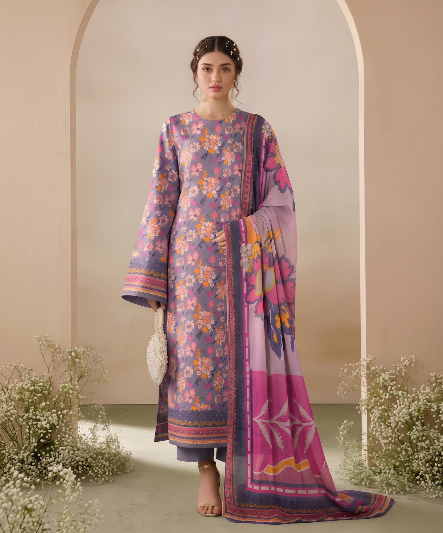 Madham By Lala Digital Printed Airjet Lawn 3PC