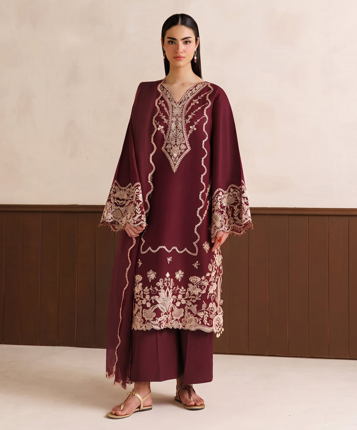 Baroque Emb Dhanak 3PC