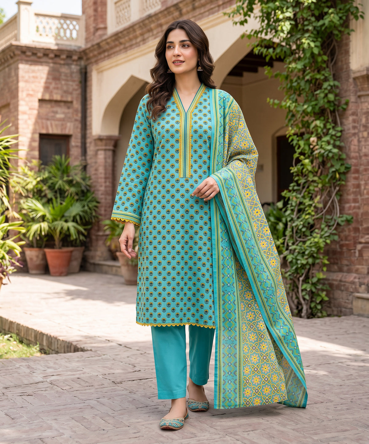 Regalia Premium Printed Stitched Khaddar With Plain Trouser 3PC