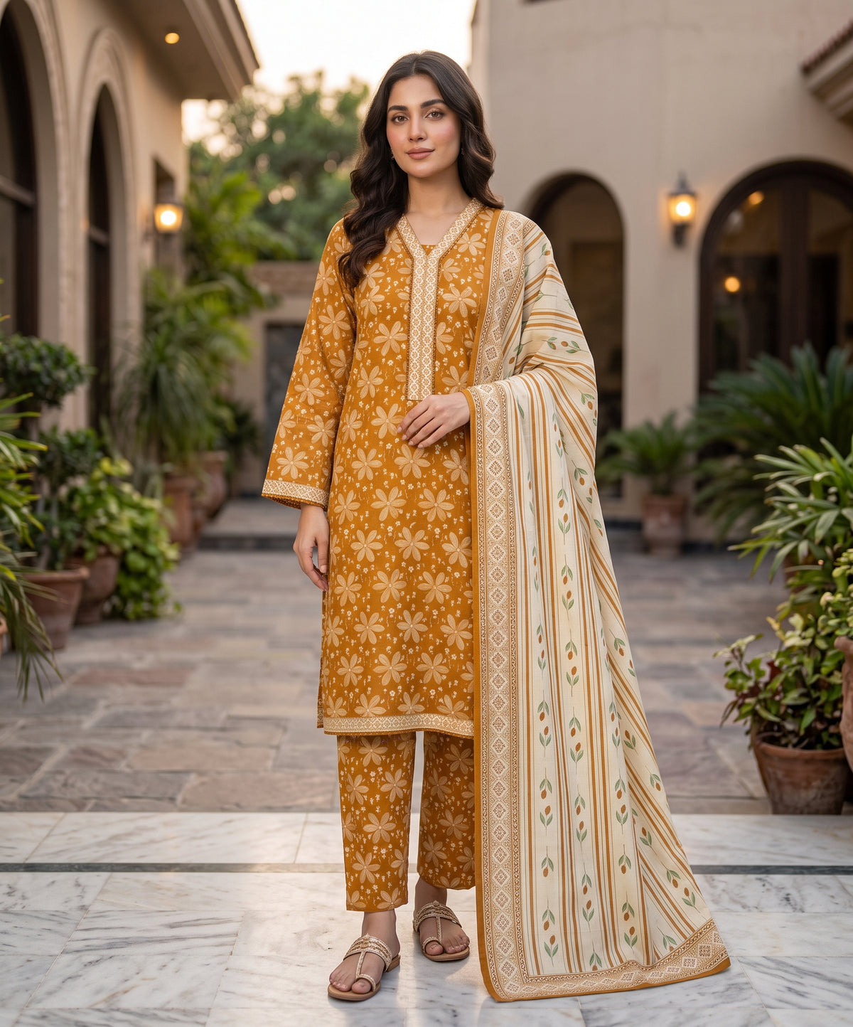 Regalia Premium Printed Stitched Khaddar With Printed Trouser 3PC