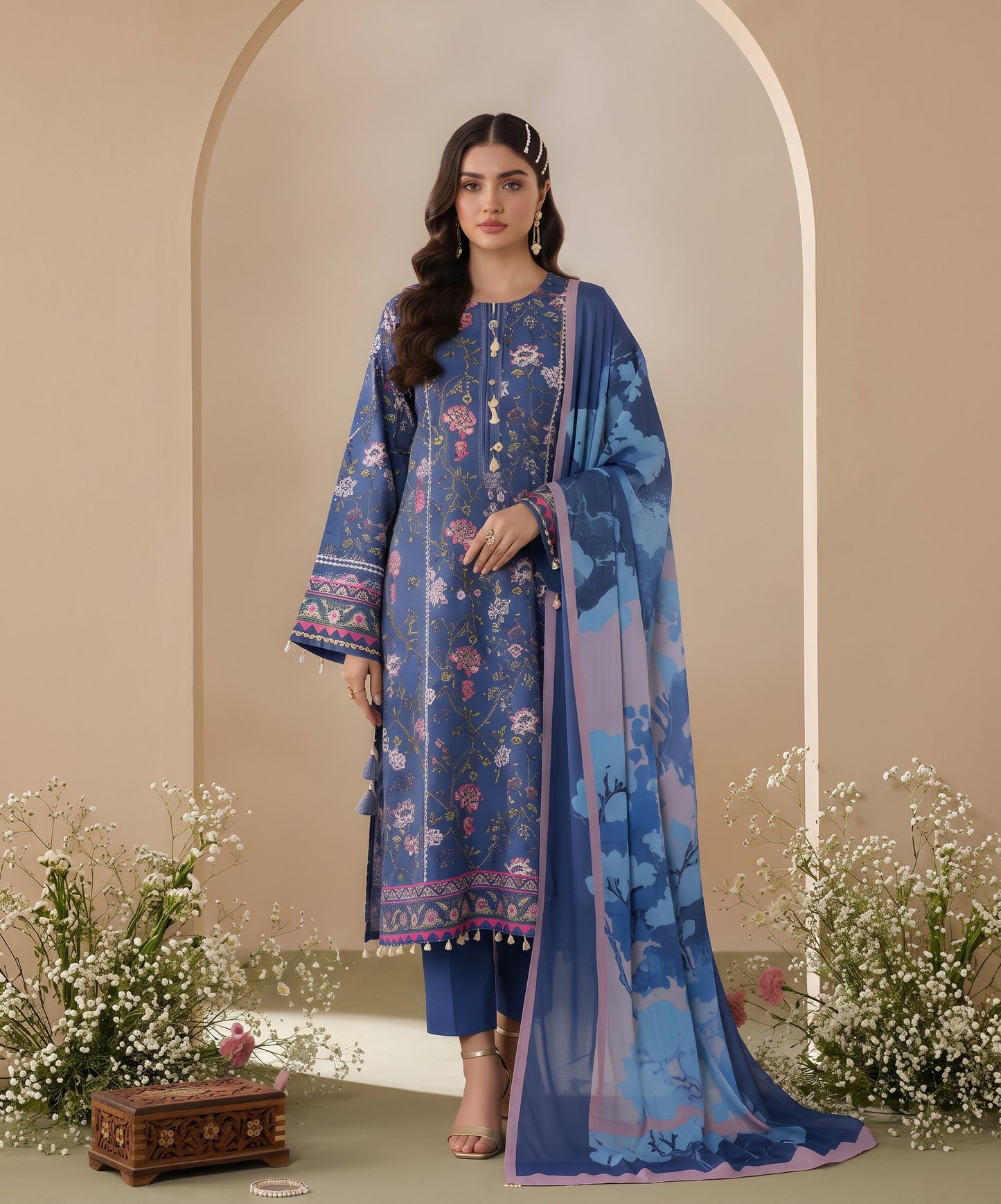 Madham By Lala Digital Printed Airjet Lawn 3PC