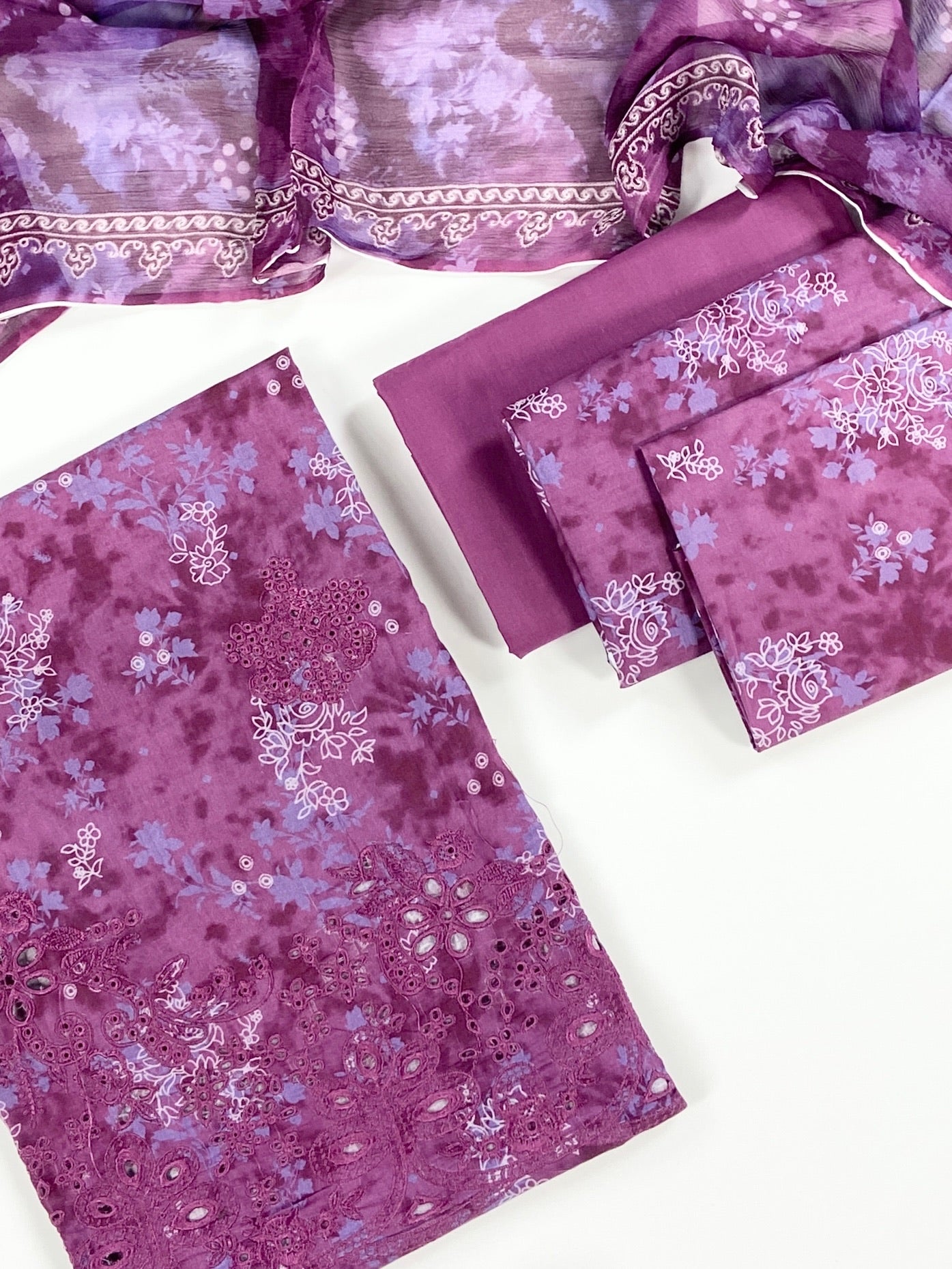 Mausummery Embroidered & Printed Lawn 3PC