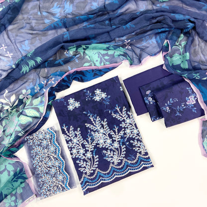 Mausummery Embroidered & Printed Lawn 3PC