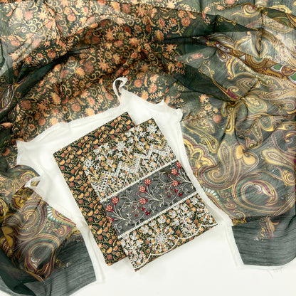 Anaya Noor Emb Bana Dora Lawn With Daman Patches 3PC