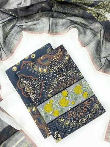 Anaya Noor Emb Bana Dora Lawn With Daman Patches 3PC