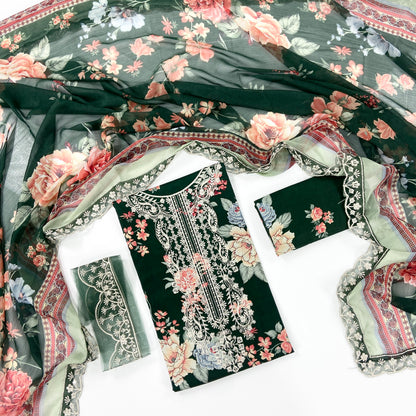 Rangreza Embroidered & Digital Printed Lawn With Patches 3PC
