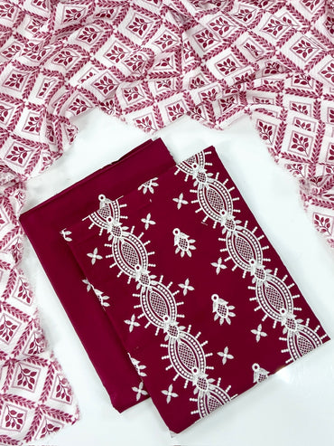 Charizma Plain Embroidered Lawn 2PC