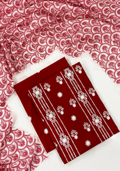 Charizma Plain Embroidered Lawn 2PC