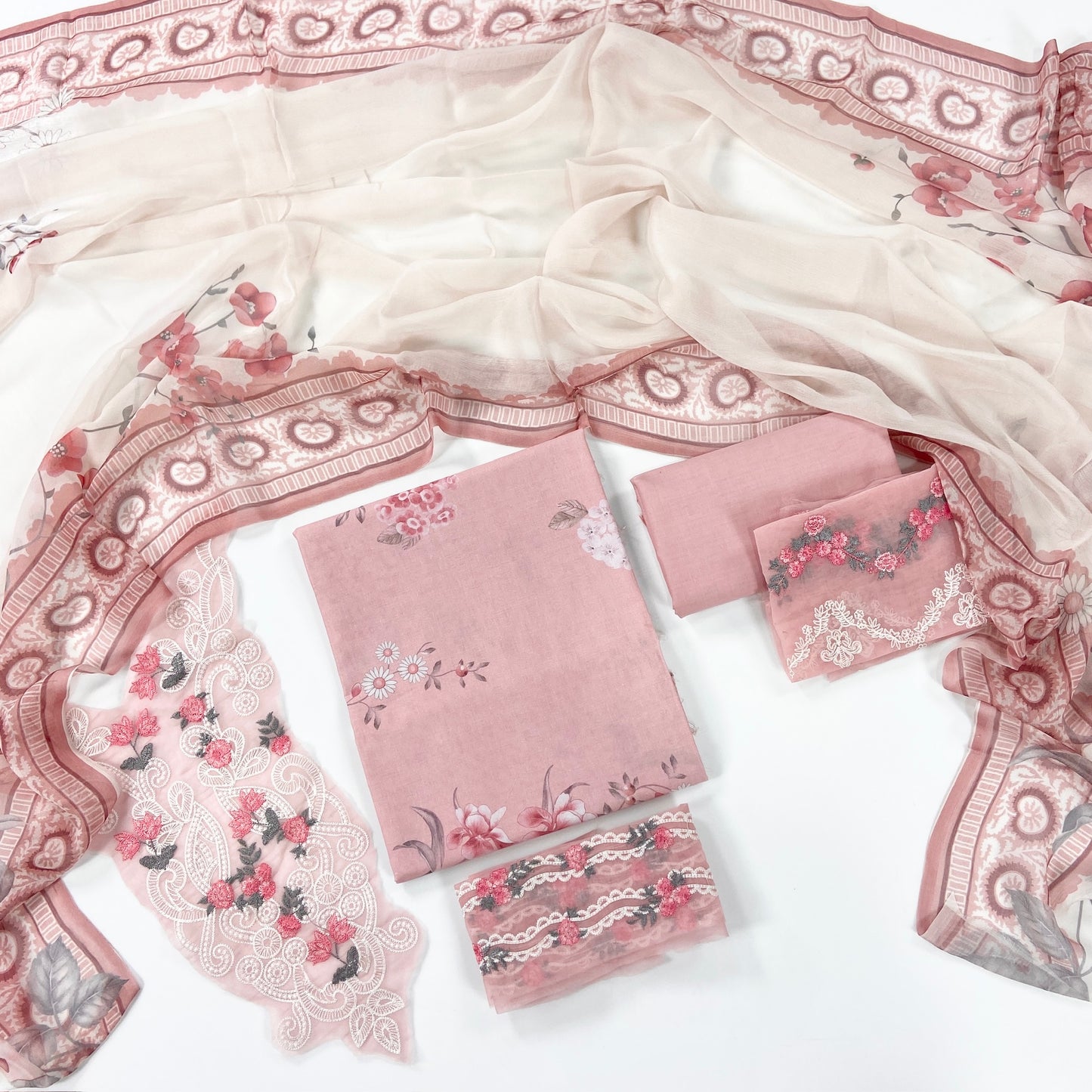 Mahnur By Shanaya Printed Lawn With Emb Patches 3PC