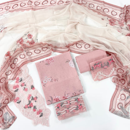 Mahnur By Shanaya Printed Lawn With Emb Patches 3PC