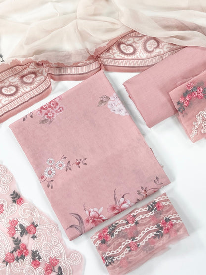 Mahnur By Shanaya Printed Lawn With Emb Patches 3PC