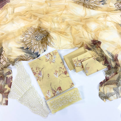 Mahnur By Shanaya Printed Lawn With Emb Patches 3PC