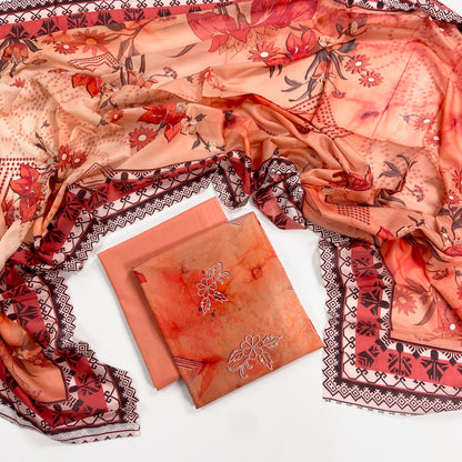 Monal Digital Printed Lawn With Voil Dupatta 3PC