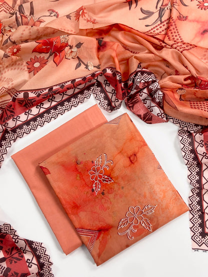 Monal Digital Printed Lawn With Voil Dupatta 3PC