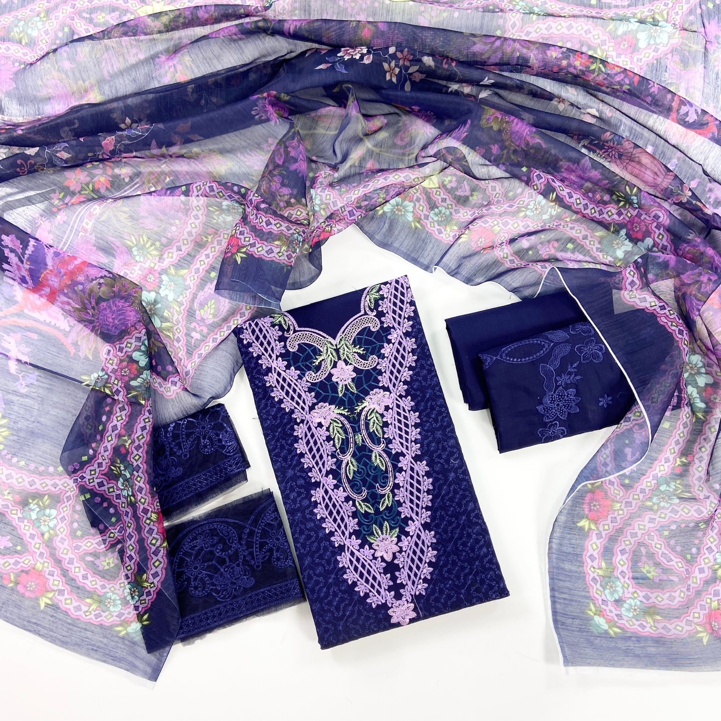 Jade Plain Embroidered Lawn 3PC