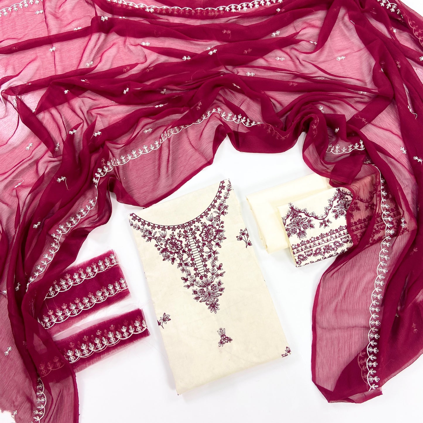 Laam Plain Embroidered Lawn 3PC