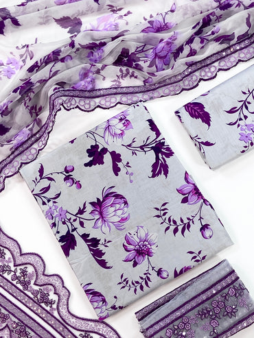 Aneelas Embroiderd & Digital Printed Lawn 3PC