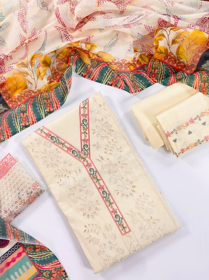Izel Plain Embroidered Lawn 3PC