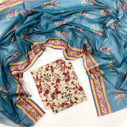 Anaya Noor Digital Printed Lawn With Voil Dupatta 3PC