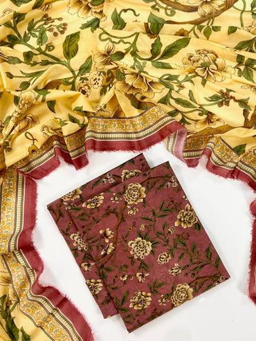 Anaya Noor Digital Printed Lawn With Voil Dupatta 3PC