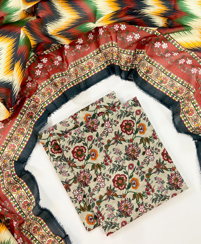 Anaya Noor Digital Printed Lawn With Voil Dupatta 3PC