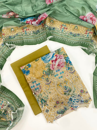 Zesh Airjet Printed Embroidered Lawn With Boring Work 3PC