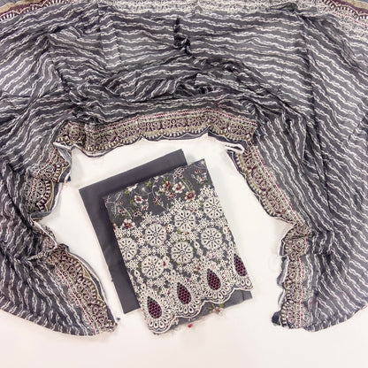 Zesh Airjet Printed Embroidered Lawn With Boring Work 3PC