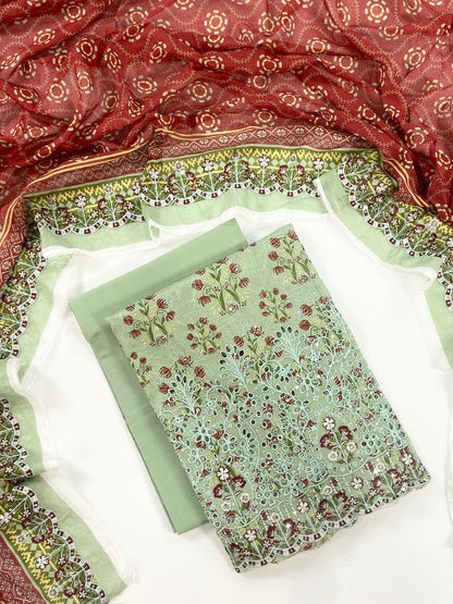 Zesh Airjet Printed Embroidered Lawn With Boring Work 3PC