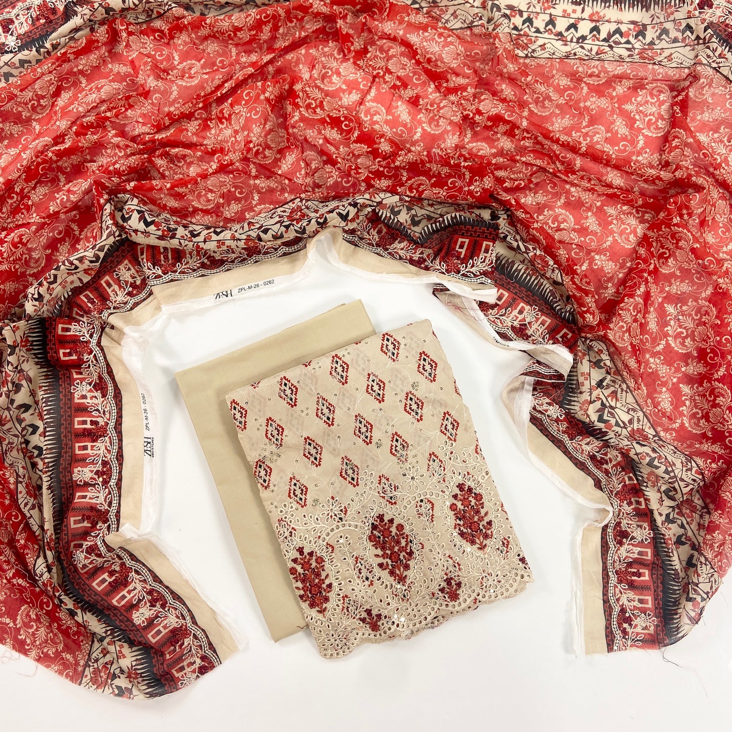 Zesh Airjet Printed Embroidered Lawn With Boring Work 3PC