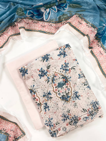 Zesh Airjet Printed Embroidered Lawn With Boring Work 3PC