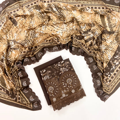 Almeerah By Anaya Noor Digital and Emb Lawn Laserkari Cutwork daman 3PC