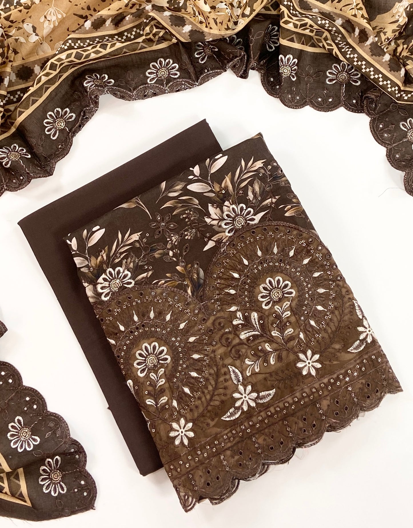 Almeerah By Anaya Noor Digital and Emb Lawn Laserkari Cutwork daman 3PC