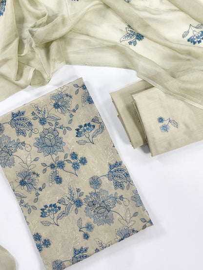 Bareeze Plain Emb Lawn With Slub Voile Dupatta 3PC
