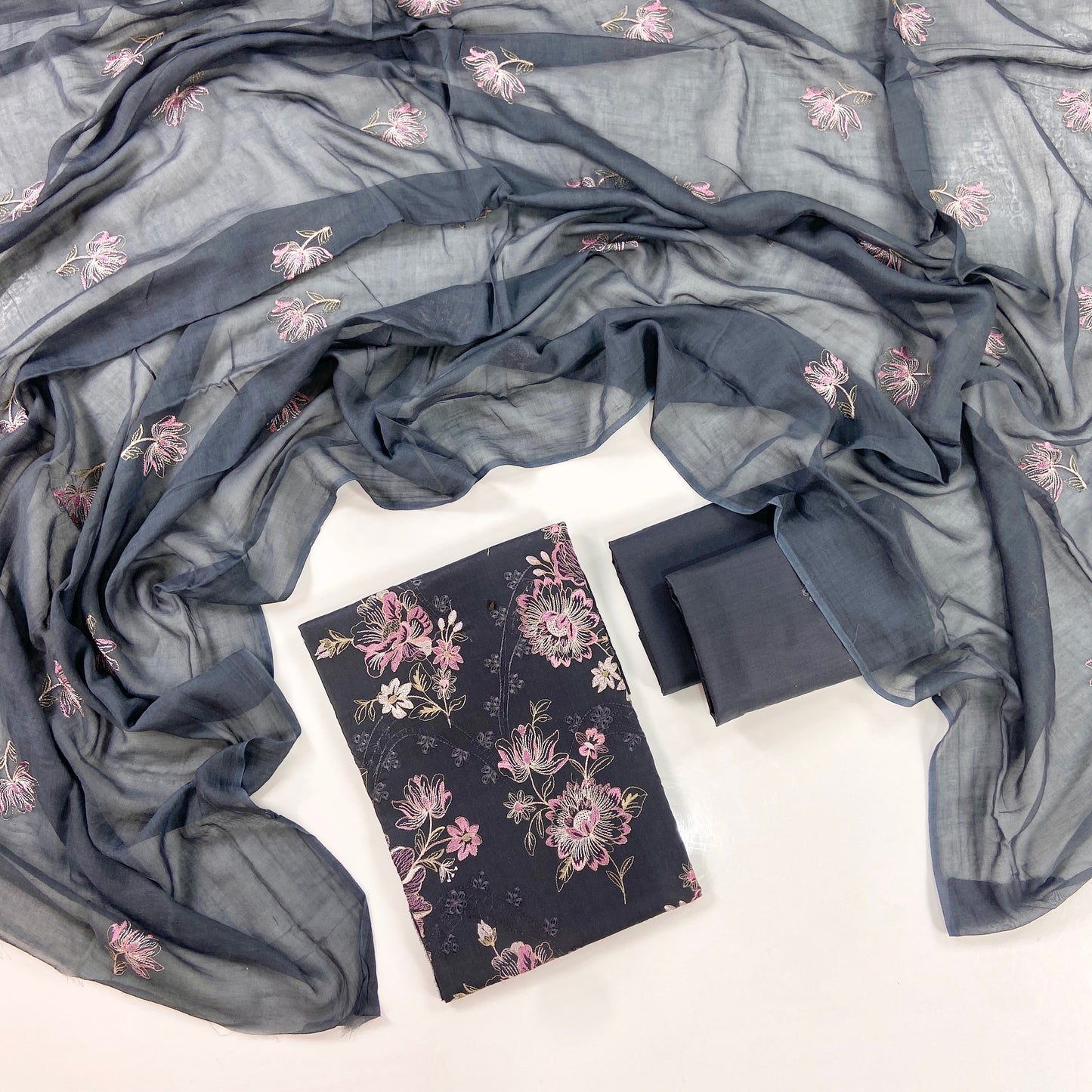 Bareeze Plain Emb Lawn With Slub Voile Dupatta 3PC