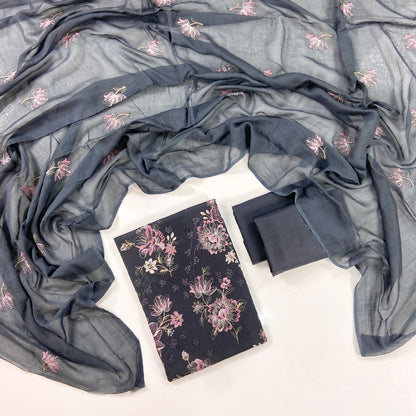Bareeze Plain Emb Lawn With Slub Voile Dupatta 3PC