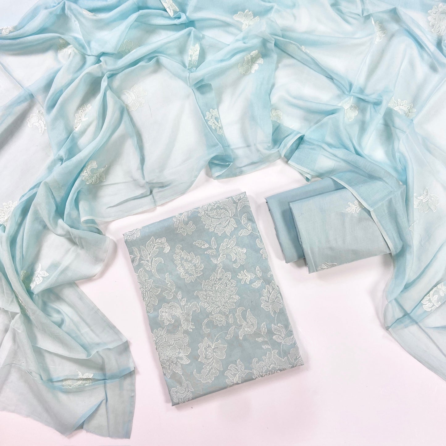 Bareeze Plain Emb Lawn With Slub Voile Dupatta 3PC