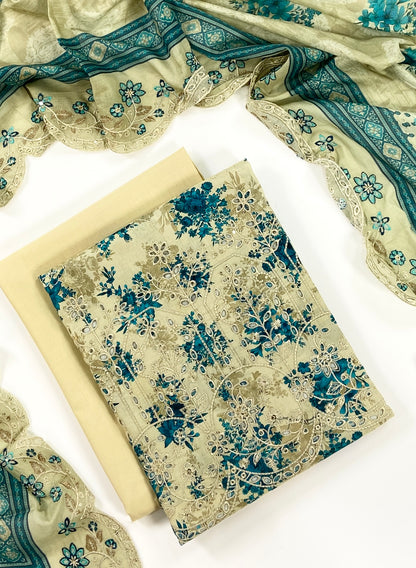 Almeerah By Anaya Noor Digital and Emb Lawn Booring Daman 3PC