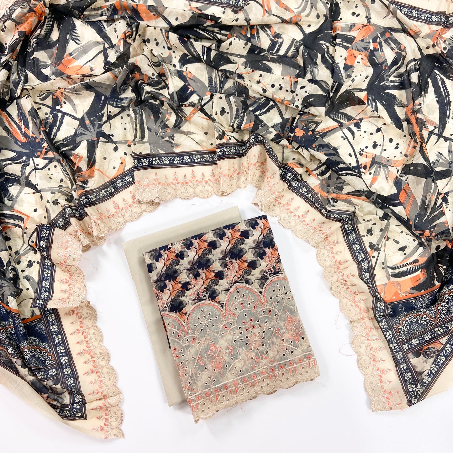 Almeerah By Anaya Noor Digital and Emb Lawn Laserkari Cutwork daman 3PC