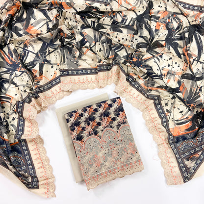 Almeerah By Anaya Noor Digital and Emb Lawn Laserkari Cutwork daman 3PC