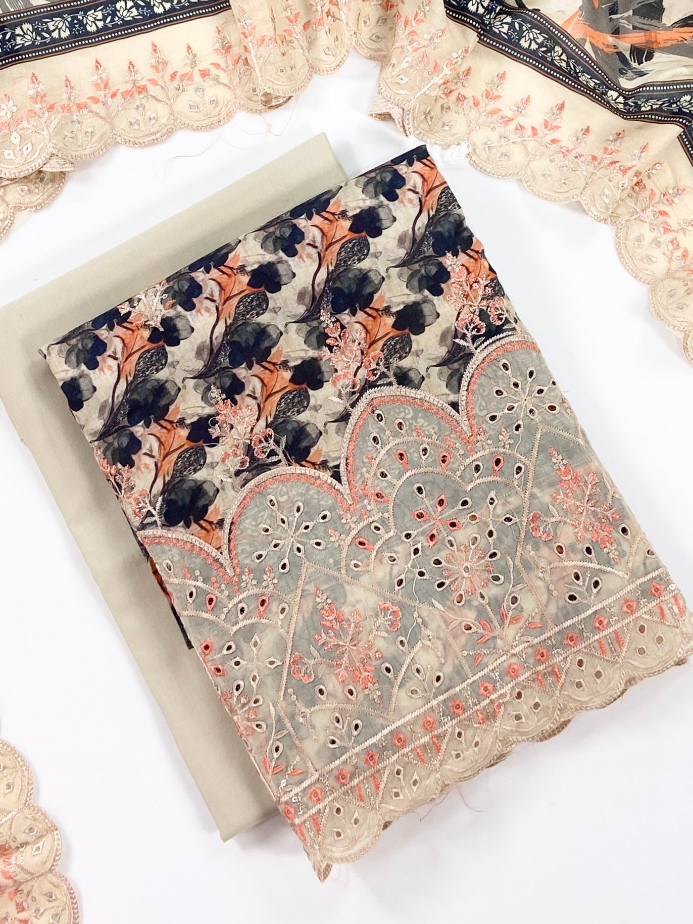 Almeerah By Anaya Noor Digital and Emb Lawn Laserkari Cutwork daman 3PC
