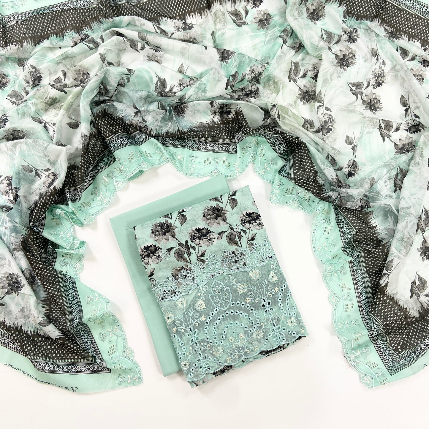 Almeerah By Anaya Noor Digital and Emb Lawn Laserkari Cutwork daman 3PC